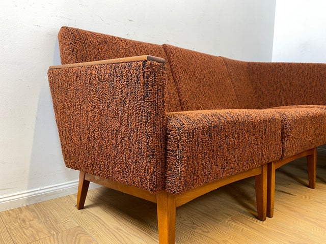 WMK Schickes modulares Mid-Century Ecksofa mit dezentem Originalbezug und bequemen Federkernsitzen # Eckcouch Eckbank Küchenbank  Modularsofa Modularcouch Couch Sofa Sitzgarnitur Vintage Retro 60er