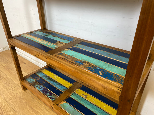 Boatwood by WMK # Besonders schönes, sehr stabiles & hochwertiges Regal aus altem Bootsholz, ein handgefertigtes Unikat aus massivem Teakholz # Holzregal BUNTES Küchenregal Bücherregal Teak Upcycling