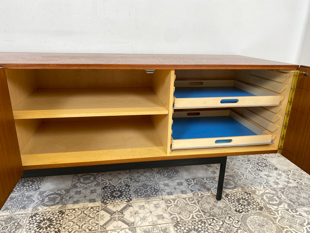 WMK Das Designer Highlight! Stilvolles 50er Jahre Designer Sideboard B40 in langer Ausführung (245cm) von Dieter Wäckerlin für Behr in Teakholz # Crendenza Anrichte TV-Lowboard Mid-Century Loft Teak