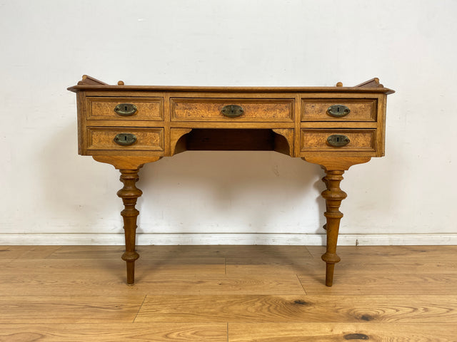 WMK Eleganter und gut erhaltener antiker dänischer Schreibtisch aus massivem Eichenholz mit hübschen Messinggriffen # Sekretär Schreibschrank Ladysekretär Arbeitstisch Desk Gründerzeit Barock Vintage