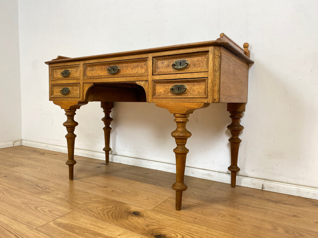 WMK Eleganter und gut erhaltener antiker dänischer Schreibtisch aus massivem Eichenholz mit hübschen Messinggriffen # Sekretär Schreibschrank Ladysekretär Arbeitstisch Desk Gründerzeit Barock Vintage