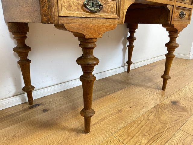 WMK Eleganter und gut erhaltener antiker dänischer Schreibtisch aus massivem Eichenholz mit hübschen Messinggriffen # Sekretär Schreibschrank Ladysekretär Arbeitstisch Desk Gründerzeit Barock Vintage