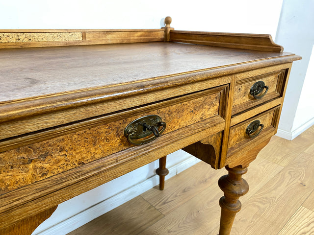 WMK Eleganter und gut erhaltener antiker dänischer Schreibtisch aus massivem Eichenholz mit hübschen Messinggriffen # Sekretär Schreibschrank Ladysekretär Arbeitstisch Desk Gründerzeit Barock Vintage