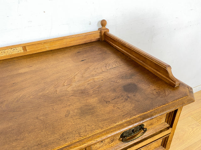 WMK Eleganter und gut erhaltener antiker dänischer Schreibtisch aus massivem Eichenholz mit hübschen Messinggriffen # Sekretär Schreibschrank Ladysekretär Arbeitstisch Desk Gründerzeit Barock Vintage