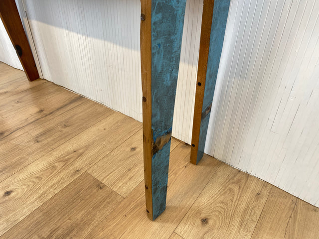 Boatwood by WMK # Sehr schöne Konsole aus altem Bootsholz mit großem Fach, ein handgefertigtes Unikat aus massivem Teakholz # Kommode Sideboard Flurkommode Ablage Garderobe Konsolentisch Bootsmöbel