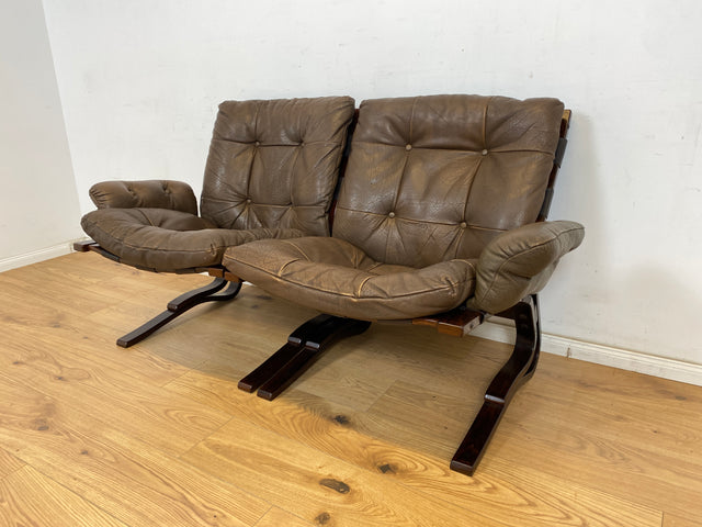 WMK Stilvolles norwegisches 70er Jahre Designersofa Skyline Bentwood von Einar Hove für Hove Møbler mit Echtleder Bezug # Sofa Couch Ledersofa Ledercouch Modularsofa Sitzgarnitur Skandinavisch Vintage