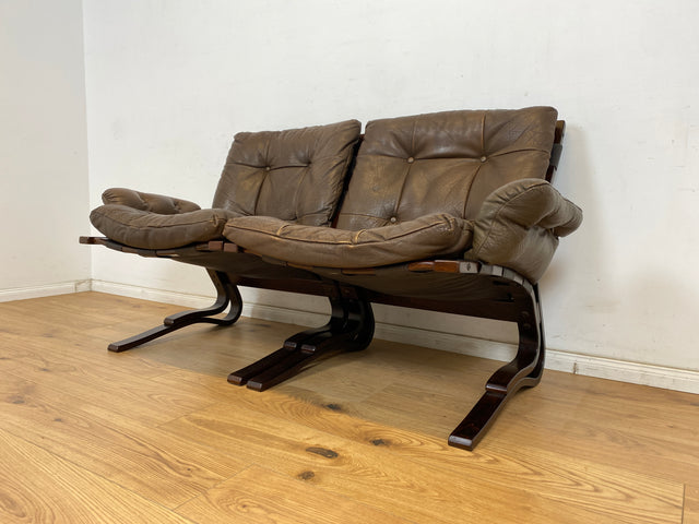 WMK Stilvolles norwegisches 70er Jahre Designersofa Skyline Bentwood von Einar Hove für Hove Møbler mit Echtleder Bezug # Sofa Couch Ledersofa Ledercouch Modularsofa Sitzgarnitur Skandinavisch Vintage