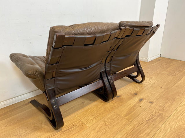 WMK Stilvolles norwegisches 70er Jahre Designersofa Skyline Bentwood von Einar Hove für Hove Møbler mit Echtleder Bezug # Sofa Couch Ledersofa Ledercouch Modularsofa Sitzgarnitur Skandinavisch Vintage