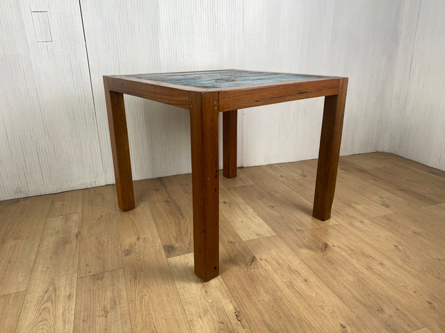 Boatwood by WMK # Sehr schöner & robuster Esstisch (90x90cm) aus altem Bootsholz, ein handgefertigtes Unikat aus massivem Teakholz # Tisch Esszimmertisch Holztisch Küchentisch Gastro Dinning Table