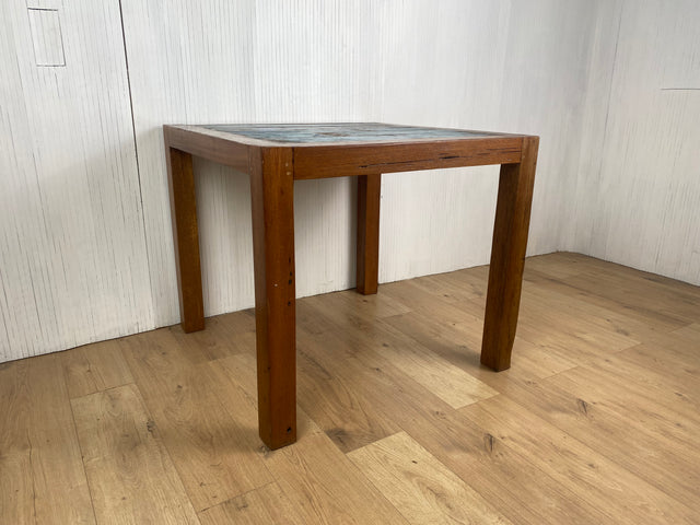 Boatwood by WMK # Sehr schöner & robuster Esstisch (90x90cm) aus altem Bootsholz, ein handgefertigtes Unikat aus massivem Teakholz # Tisch Esszimmertisch Holztisch Küchentisch Gastro Dinning Table