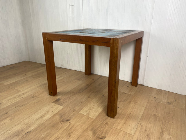 Boatwood by WMK # Sehr schöner & robuster Esstisch (90x90cm) aus altem Bootsholz, ein handgefertigtes Unikat aus massivem Teakholz # Tisch Esszimmertisch Holztisch Küchentisch Gastro Dinning Table