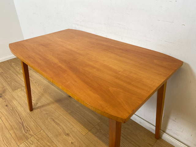 WMK Hübscher & sehr gut erhaltener Mid-Century Salontisch in freundlichem hellem Holz mit zeittypischen konischen Tischbeinen # Tisch Couchtisch Esstisch Küchentisch Holztisch Vintage Retro 50er 60er