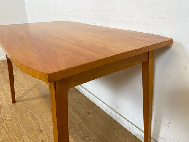 WMK Hübscher & sehr gut erhaltener Mid-Century Salontisch in freundlichem hellem Holz mit zeittypischen konischen Tischbeinen # Tisch Couchtisch Esstisch Küchentisch Holztisch Vintage Retro 50er 60er