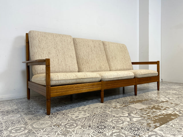 WMK Formschönes, sehr bequemes und gut erhaltenes Designersofa von Gustav Bergmann mit weichem und abnehmbarem Wollbezug # Sofa Couch 3-Sitzer Sitzgarnitur Mid-Century skandinavisches Design Vintage