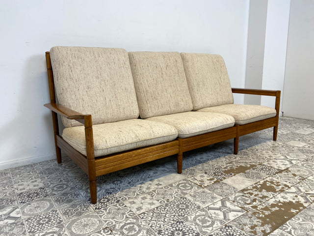 WMK Formschönes, sehr bequemes und gut erhaltenes Designersofa von Gustav Bergmann mit weichem und abnehmbarem Wollbezug # Sofa Couch 3-Sitzer Sitzgarnitur Mid-Century skandinavisches Design Vintage