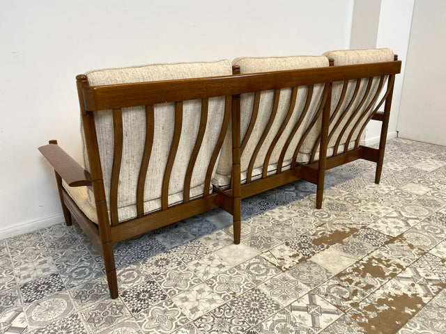 WMK Formschönes, sehr bequemes und gut erhaltenes Designersofa von Gustav Bergmann mit weichem und abnehmbarem Wollbezug # Sofa Couch 3-Sitzer Sitzgarnitur Mid-Century skandinavisches Design Vintage