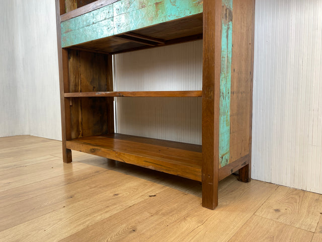 Boatwood by WMK # Besonders schönes & hochwertiges Bücherregal aus altem Bootsholz, ein handgefertigtes Unikat aus massivem Teakholz # Regal Bücherschrank Highboard Raumtrenner Holzregal Loft Teak