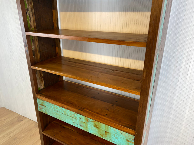 Boatwood by WMK # Besonders schönes & hochwertiges Bücherregal aus altem Bootsholz, ein handgefertigtes Unikat aus massivem Teakholz # Regal Bücherschrank Highboard Raumtrenner Holzregal Loft Teak