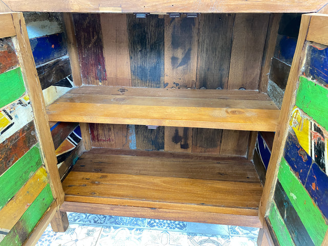 WMK Seltener und gut erhaltener englischer 50er Jahre Schrank aus vollem Holz mit Rollladentür # Wäscheschrank Aktenschrank Highboard Rollladenschrank Jalousieschrank Wäschekommode Büroschrank Vintage