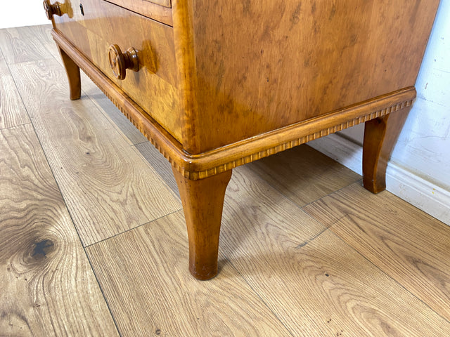 WMK Eleganter skandinavischer Sekretär aus vollem Holz mit hübschen Holzapplikationen und formschönen Holzgriffen # Schreibschrank Schreibtisch Kommode Schubladenkommode Desk Vintage 50er Mid-Century