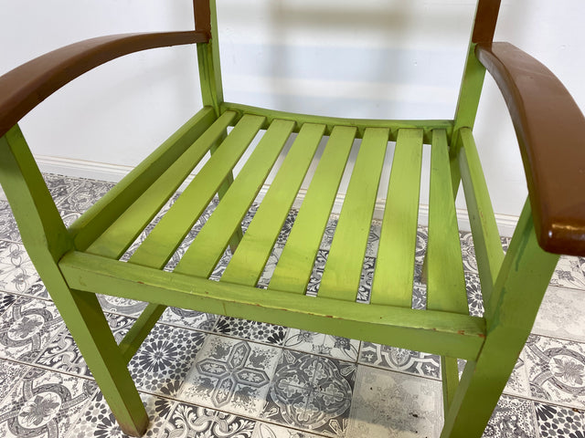 WMK Colorful, sturdy and well-preserved vintage armchair made of wood # Chair Armchair Wooden Chair, Garden Chair, Garden Furniture, Balcony Chair, Balcony Armchair, Mid-Century, 60s - Delivery possible