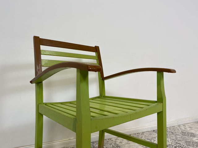 WMK Colorful, sturdy and well-preserved vintage armchair made of wood # Chair Armchair Wooden Chair, Garden Chair, Garden Furniture, Balcony Chair, Balcony Armchair, Mid-Century, 60s - Delivery possible