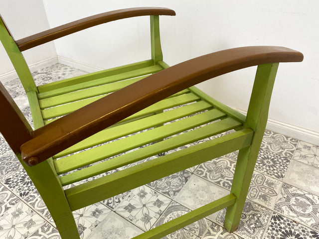 WMK Colorful, sturdy and well-preserved vintage armchair made of wood # Chair Armchair Wooden Chair, Garden Chair, Garden Furniture, Balcony Chair, Balcony Armchair, Mid-Century, 60s - Delivery possible