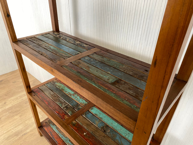 Boatwood by WMK # Besonders schönes, sehr stabiles und hochwertiges Regal aus altem Bootsholz, ein handgefertigtes Unikat aus massivem Teakholz # Küchenregal Holzregal Bücherregal Teak Upcycling