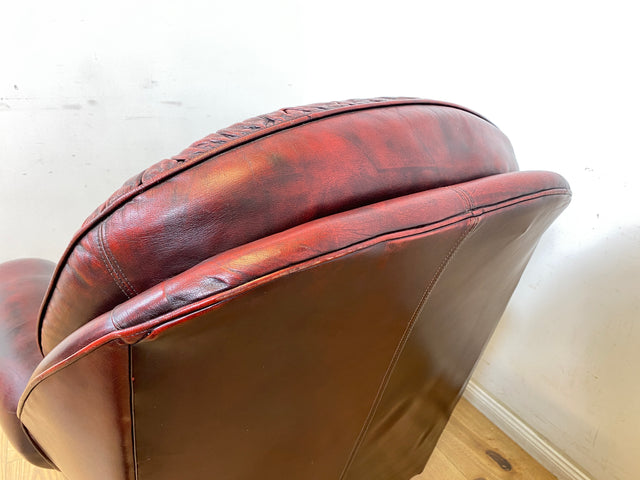 WMK 1/2 Hochwertiger, gemütlicher & sehr gut erhaltener original englischer Ledersessel von Pendragon in weichem gestepptem Echtleder Bezug # Sessel Lesesessel Sitzgarnitur Chesterfield Leder Vintage