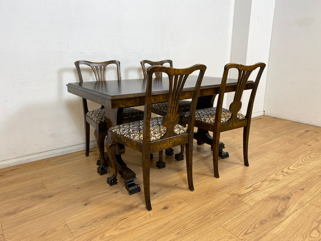 WMK Hochwertiger und gut erhaltener gustavianischer Esstisch, Vollholz in Birkenwurzel , Schweden um 1940, ausziehbar # Tisch Esszimmertisch Küchentisch Dining Table Esszimmer Jugenstil Antik Vintage