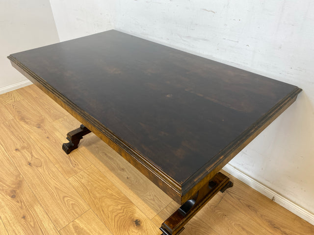 WMK Hochwertiger und gut erhaltener gustavianischer Esstisch, Vollholz in Birkenwurzel , Schweden um 1940, ausziehbar # Tisch Esszimmertisch Küchentisch Dining Table Esszimmer Jugenstil Antik Vintage