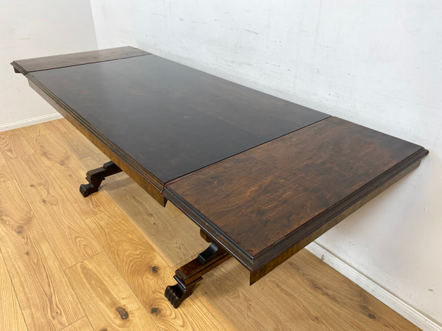 WMK Hochwertiger und gut erhaltener gustavianischer Esstisch, Vollholz in Birkenwurzel , Schweden um 1940, ausziehbar # Tisch Esszimmertisch Küchentisch Dining Table Esszimmer Jugenstil Antik Vintage