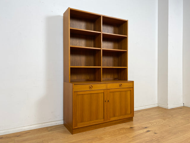 WMK Formschlichter und sehr gut erhaltener skandinavischer Bücherschrank aus 1970ern in Teakholz mit Schubladen & verstellbaren Regalböden # Regal Bücherregal Highboard Kommode Danish Design Vintage