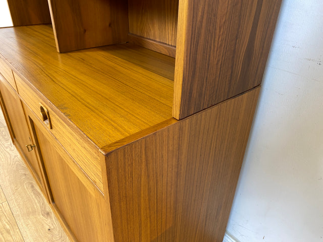 WMK Formschlichter und sehr gut erhaltener skandinavischer Bücherschrank aus 1970ern in Teakholz mit Schubladen & verstellbaren Regalböden # Regal Bücherregal Highboard Kommode Danish Design Vintage