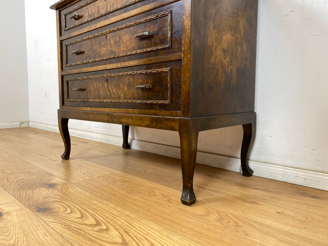 WMK Sehr schöne und gut erhaltene skandinavische antike Kommode aus vollem Holz mit Schubladen und original Messinggriffen # Schubladenkommode Wäschekommode Schrank Sideboard Flurkommode Vintage