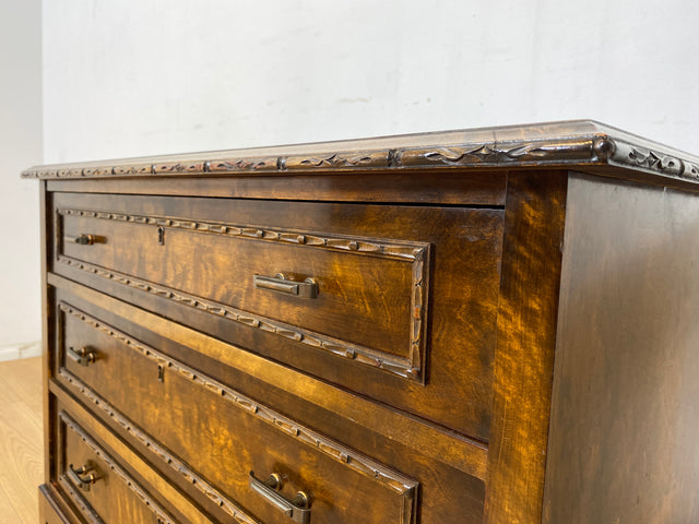 WMK Sehr schöne und gut erhaltene skandinavische antike Kommode aus vollem Holz mit Schubladen und original Messinggriffen # Schubladenkommode Wäschekommode Schrank Sideboard Flurkommode Vintage