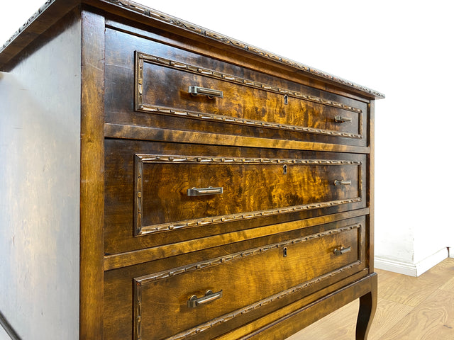 WMK Sehr schöne und gut erhaltene skandinavische antike Kommode aus vollem Holz mit Schubladen und original Messinggriffen # Schubladenkommode Wäschekommode Schrank Sideboard Flurkommode Vintage