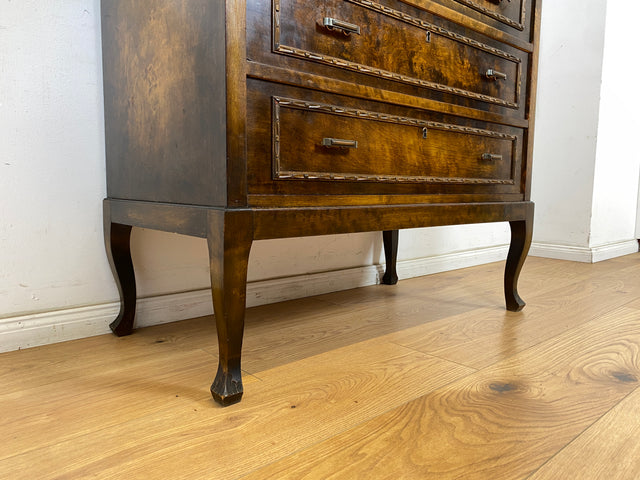 WMK Sehr schöne und gut erhaltene skandinavische antike Kommode aus vollem Holz mit Schubladen und original Messinggriffen # Schubladenkommode Wäschekommode Schrank Sideboard Flurkommode Vintage