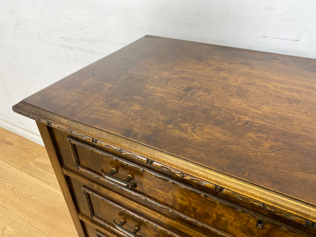 WMK Sehr schöne und gut erhaltene skandinavische antike Kommode aus vollem Holz mit Schubladen und original Messinggriffen # Schubladenkommode Wäschekommode Schrank Sideboard Flurkommode Vintage