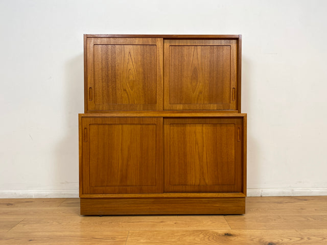 WMK # Hochwertiger skandinavischer Designer Schrank von Poul Hundevad , Massivholz in Teak , mit Regal # Highboard Bücherregal Bücherschrank Sideboard Desk Danish Design Mid-Century Vintage Teakholz