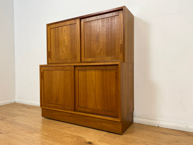 WMK # Hochwertiger skandinavischer Designer Schrank von Poul Hundevad , Massivholz in Teak , mit Regal # Highboard Bücherregal Bücherschrank Sideboard Desk Danish Design Mid-Century Vintage Teakholz