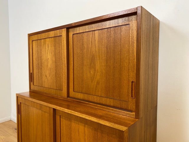 WMK # Hochwertiger skandinavischer Designer Schrank von Poul Hundevad , Massivholz in Teak , mit Regal # Highboard Bücherregal Bücherschrank Sideboard Desk Danish Design Mid-Century Vintage Teakholz
