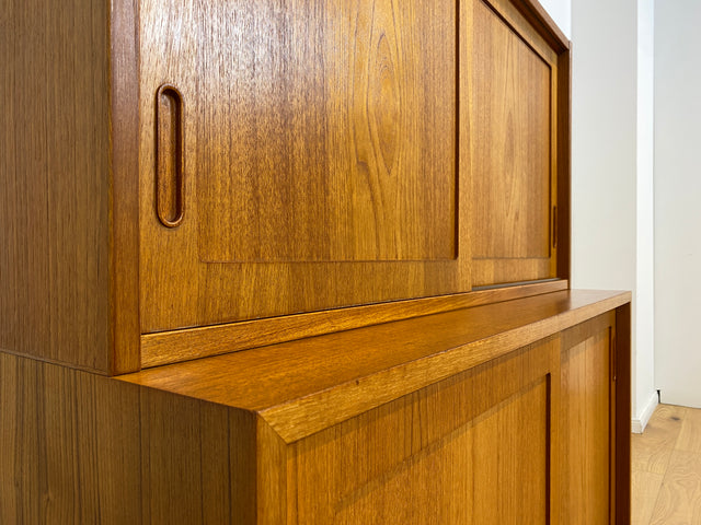 WMK # Hochwertiger skandinavischer Designer Schrank von Poul Hundevad , Massivholz in Teak , mit Regal # Highboard Bücherregal Bücherschrank Sideboard Desk Danish Design Mid-Century Vintage Teakholz
