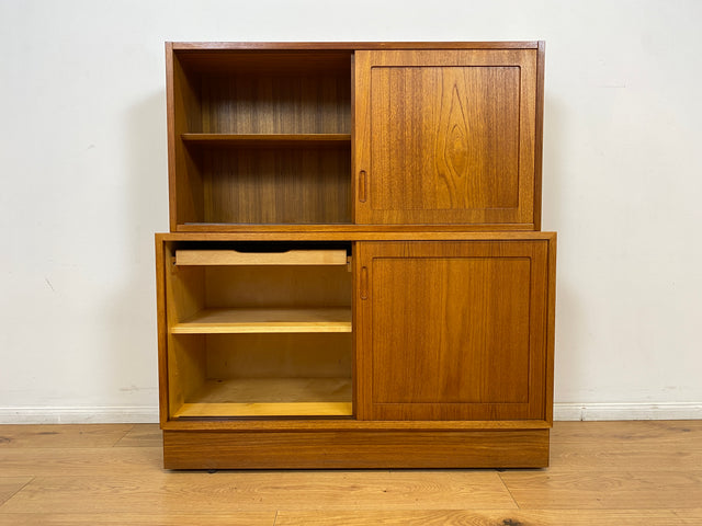 WMK # Hochwertiger skandinavischer Designer Schrank von Poul Hundevad , Massivholz in Teak , mit Regal # Highboard Bücherregal Bücherschrank Sideboard Desk Danish Design Mid-Century Vintage Teakholz