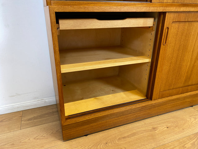 WMK # Hochwertiger skandinavischer Designer Schrank von Poul Hundevad , Massivholz in Teak , mit Regal # Highboard Bücherregal Bücherschrank Sideboard Desk Danish Design Mid-Century Vintage Teakholz