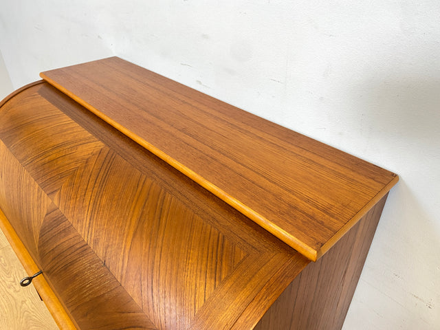 WMK Eleganter skandinavischer Sekretär in Teakholz mit ausziehbarer Schreibplatte und edlen Holzgriffen # Schreibschrank Schreibtisch Schubladenkommode Wäschekommode Vintage Mid-Century Danish Design