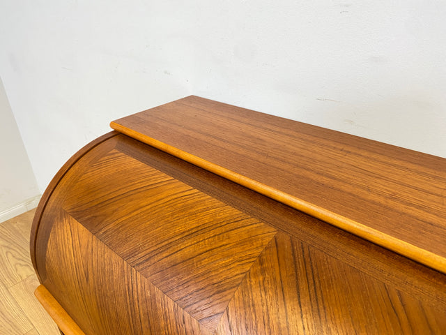 WMK Eleganter skandinavischer Sekretär in Teakholz mit ausziehbarer Schreibplatte und edlen Holzgriffen # Schreibschrank Schreibtisch Schubladenkommode Wäschekommode Vintage Mid-Century Danish Design