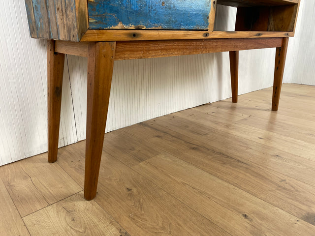 Boatwood by WMK # Besondere Konsole aus altem Bootsholz mit Schubladen, ein handgefertigtes Unikat aus massivem Teakholz # Kommode Sideboard Schrank Garderobe Ablage Flurkommode Industrial Upcycling