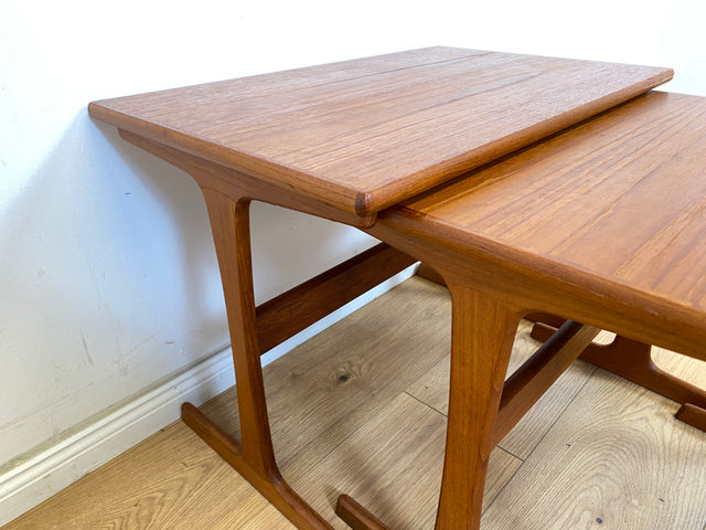 WMK Stilvoller & sehr gut erhaltener skandinavischer 3-in-1 Satztisch aus Teakholz, by Kai Krisitiansen for Vildbjerg Møbelfabrik, 1970er # Couchtisch Beistelltisch Designertisch Danish Design Vintage