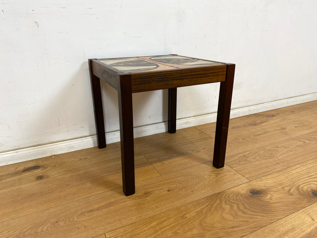 WMK Einzigartiger und sehr gut erhaltener skandinavischer Couchtisch aus Palisander mit kunstvollen Fliesen # Tisch Wohnzimmertisch Beistelltisch Fliesentisch Coffe table Vintage Mid-Century Rosewood